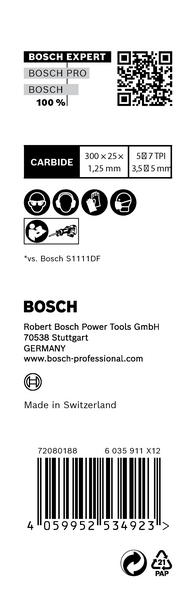 Puukkosahanterä Bosch EXPERT 'Wood with Metal Demolition' S 1267 XHM, 10 kpl