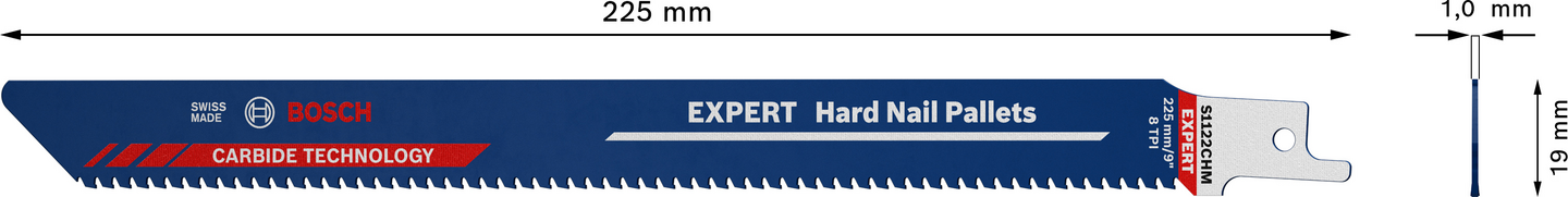 Puukkosahanterä Bosch EXPERT 'Hard Nail Pallets' S 1122 CHM, 10 kpl
