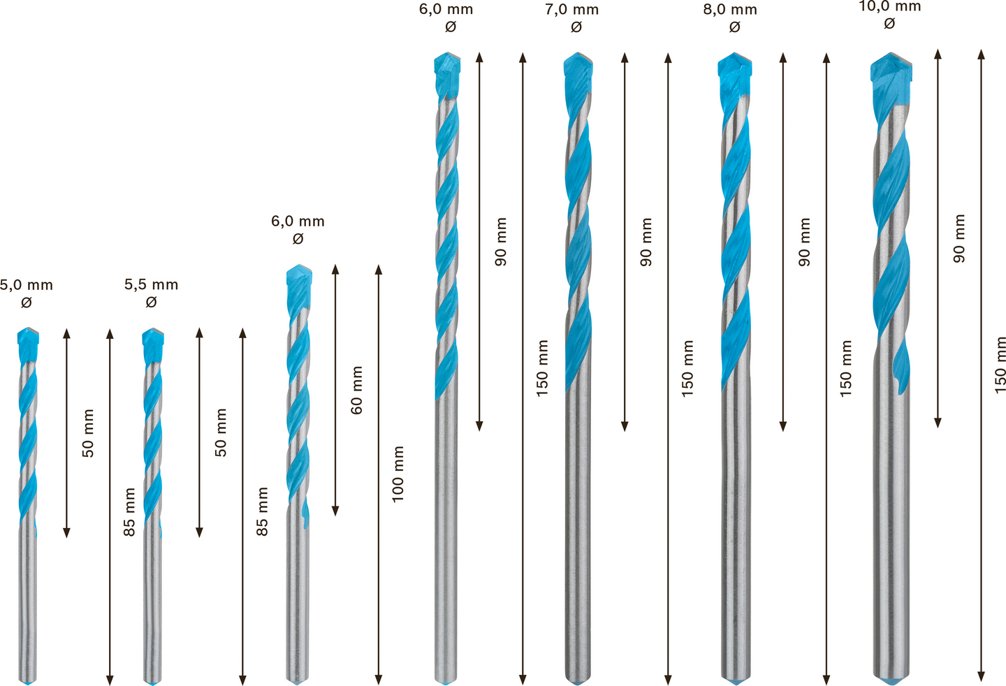 Poranteräsarja Bosch EXPERT CYL-9 MultiConstruction  5/5,5/6/6/7/8/10 mm, 7 kpl