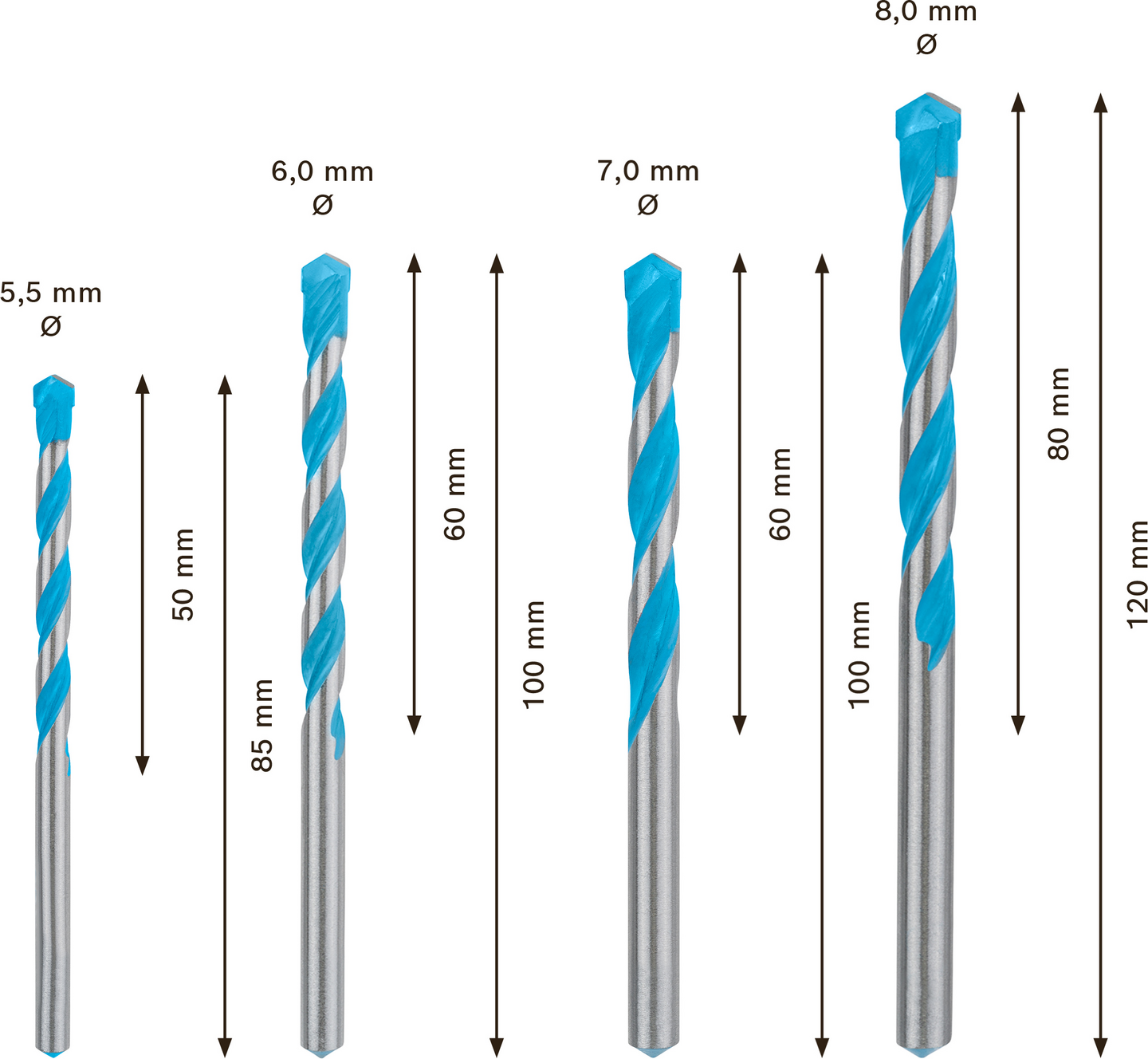 Poranteräsarja Bosch EXPERT CYL-9  MultiConstruction 5,5/6/7/8 mm, 4 kpl