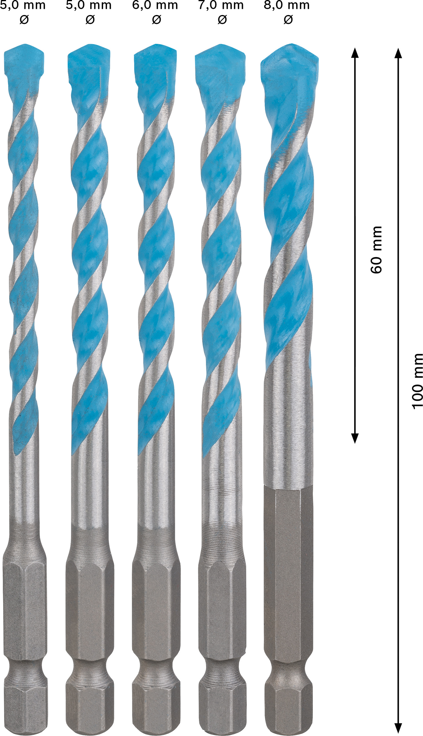 Poranteräsarja Bosch EXPERT HEX-9 MultiConstruction 5,5/6/6/7/8 mm, 5 kpl