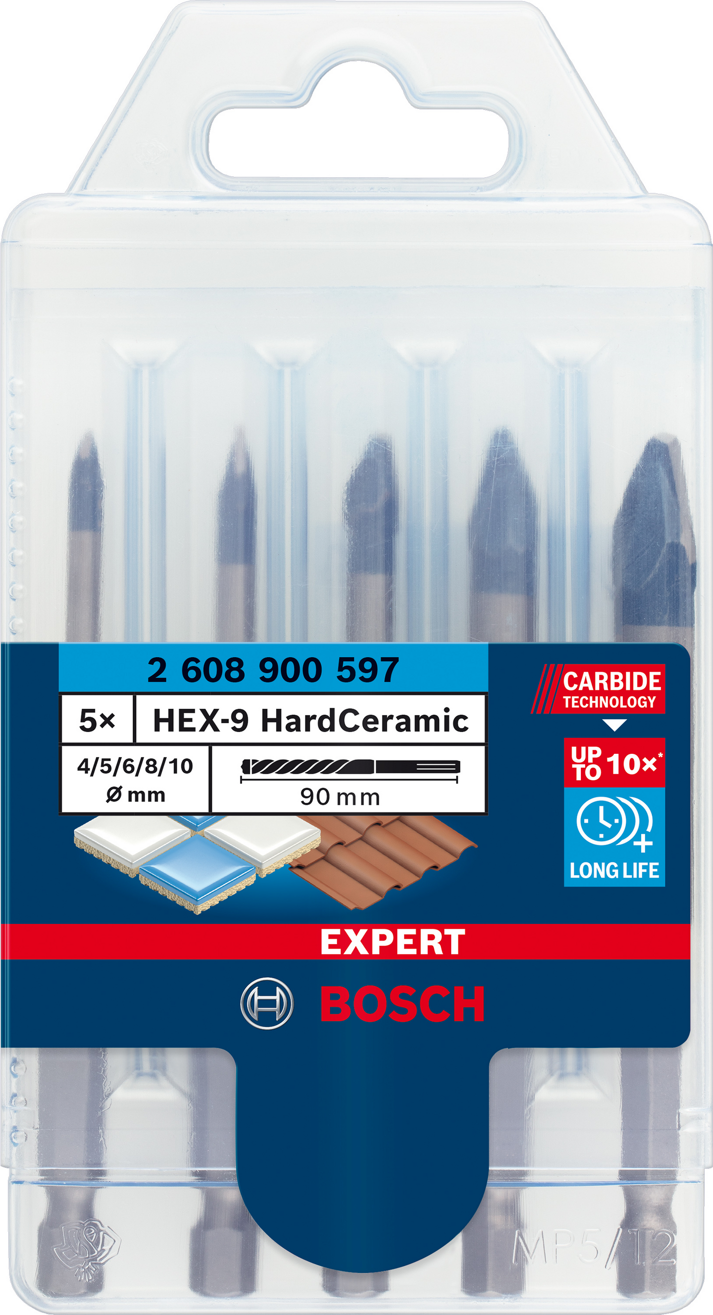 BORRSET BOSCH HEX HARDCERAMIC 4-10MM 5ST