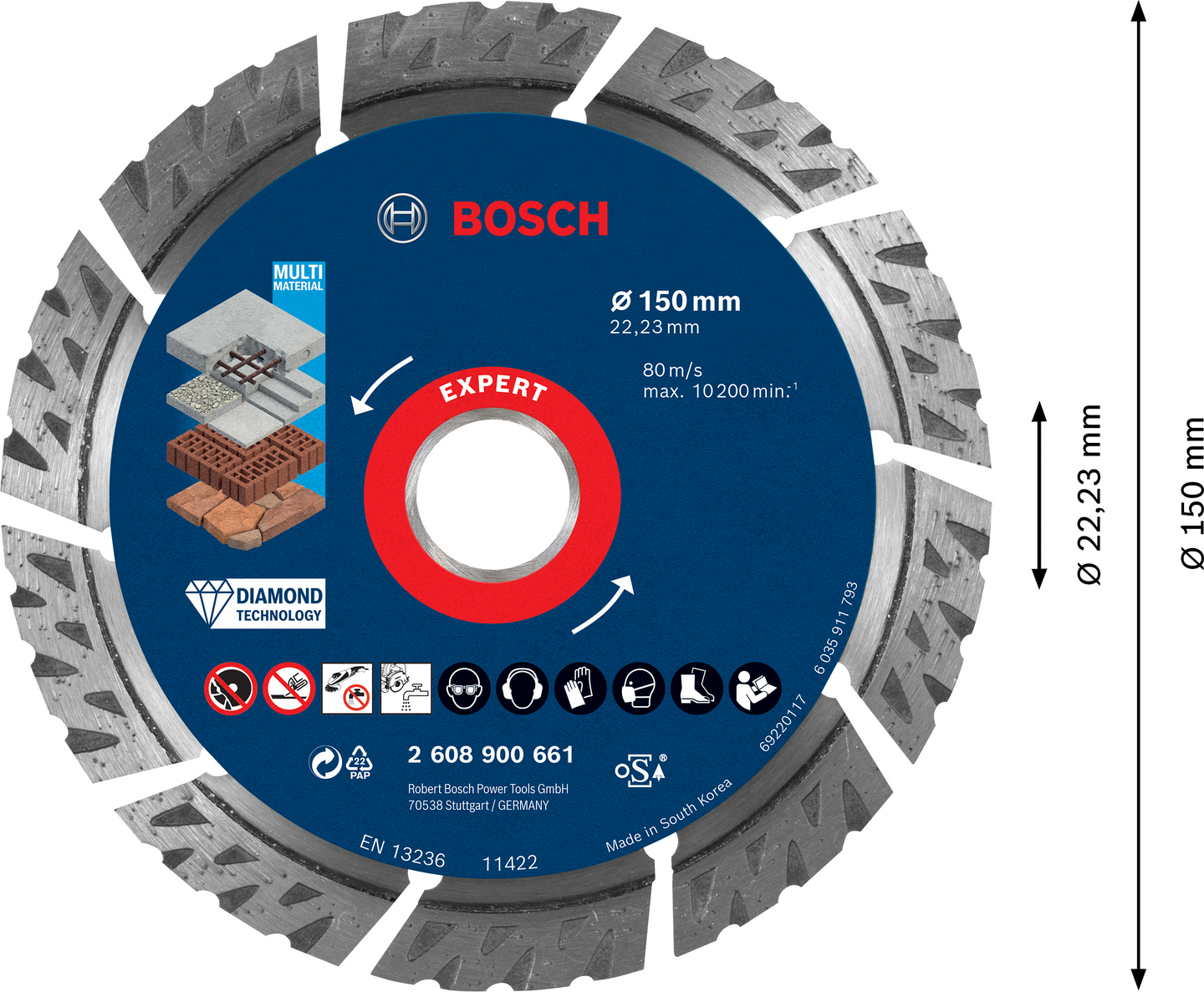Timanttikatkaisulaikka Bosch EXPERT MultiMaterial 150 x 22,23 x 2,4 x 12 mm
