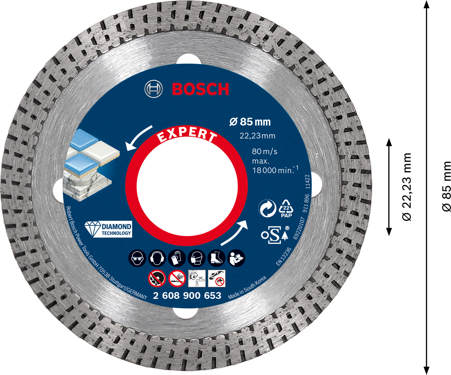Timanttikatkaisulaikka Bosch EXPERT HardCeramic 85 x 22,23 x 1,6 x 7 mm