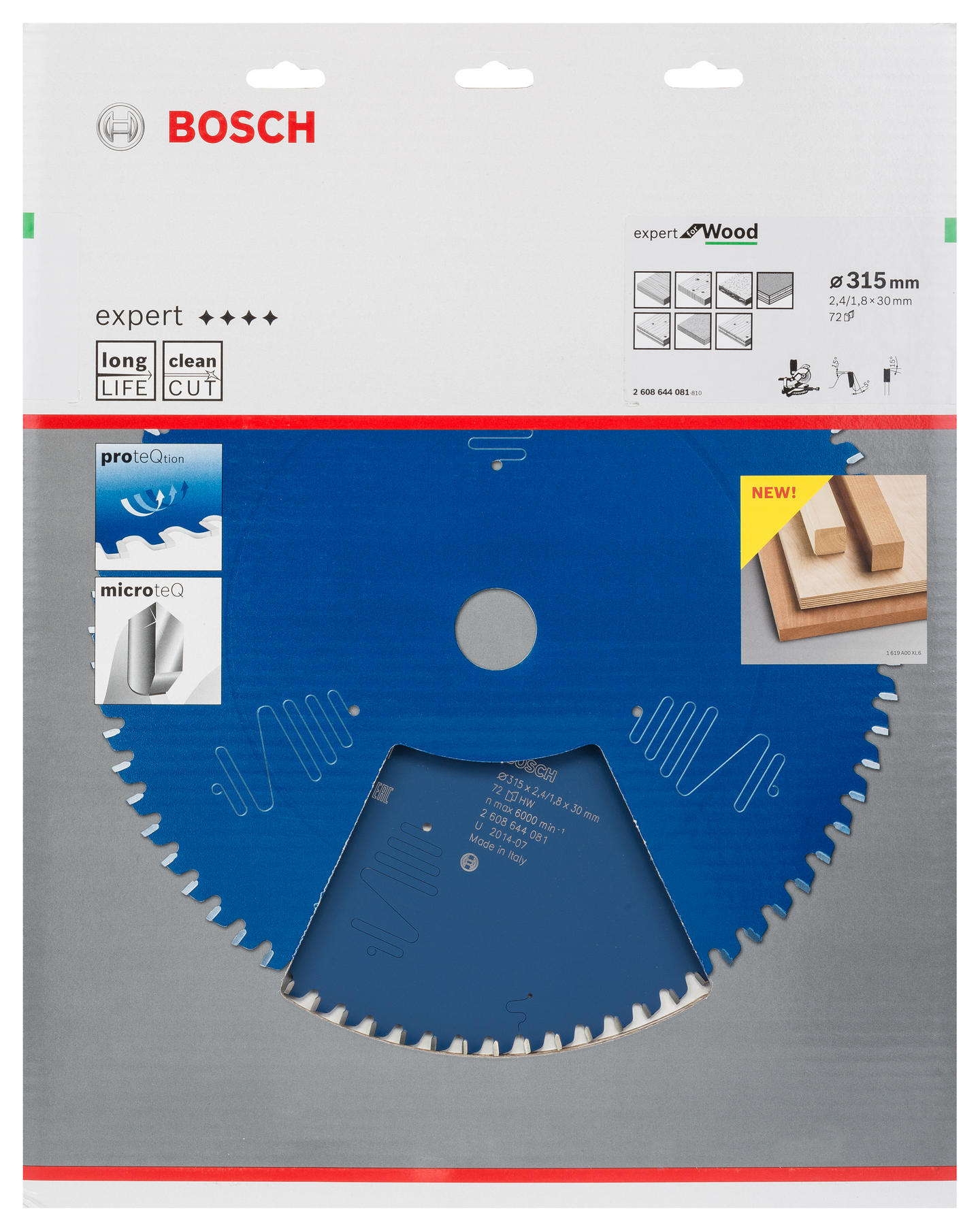 SÅGKLINGA BOSCH EXWOOD315X30X2,4 72T, 315X30X2,4MM 72T