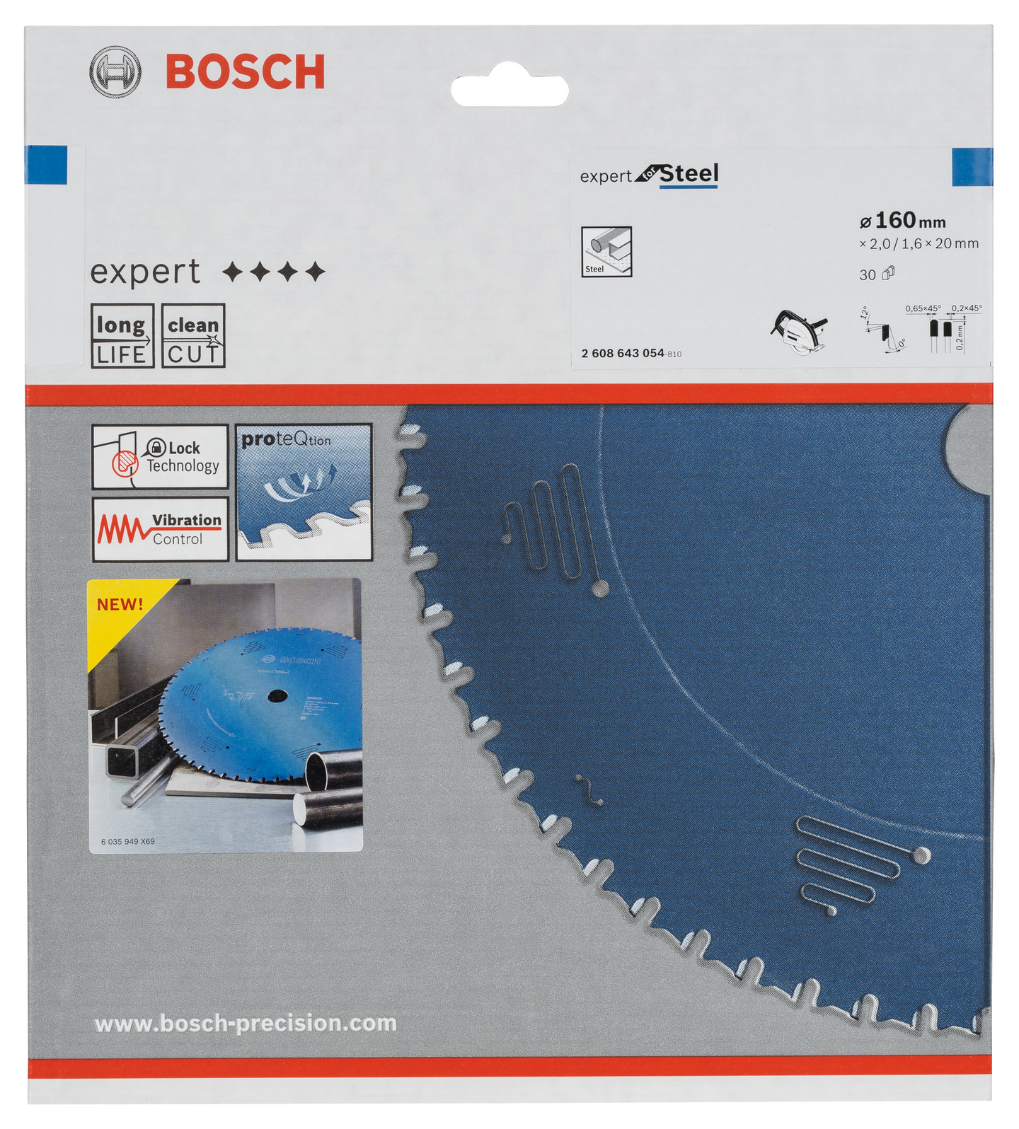 CIRKELSÅGKLINGA BOSCH EXPSTEEL 160X20X2,0MM 30T