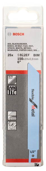 TIGERSÅGBLAD BOSCH S922EF FLEXIBLEMETALL 25ST