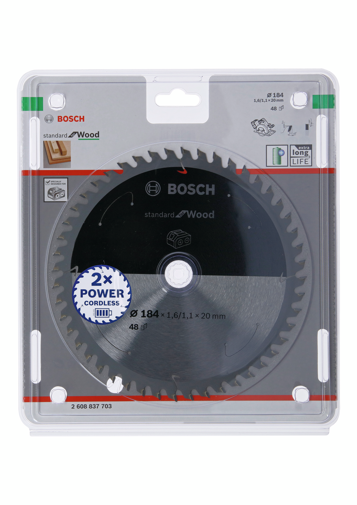 CIRKELSÅGKLINGA BOSCH ACCU STD TRÄ, 184X20X48T