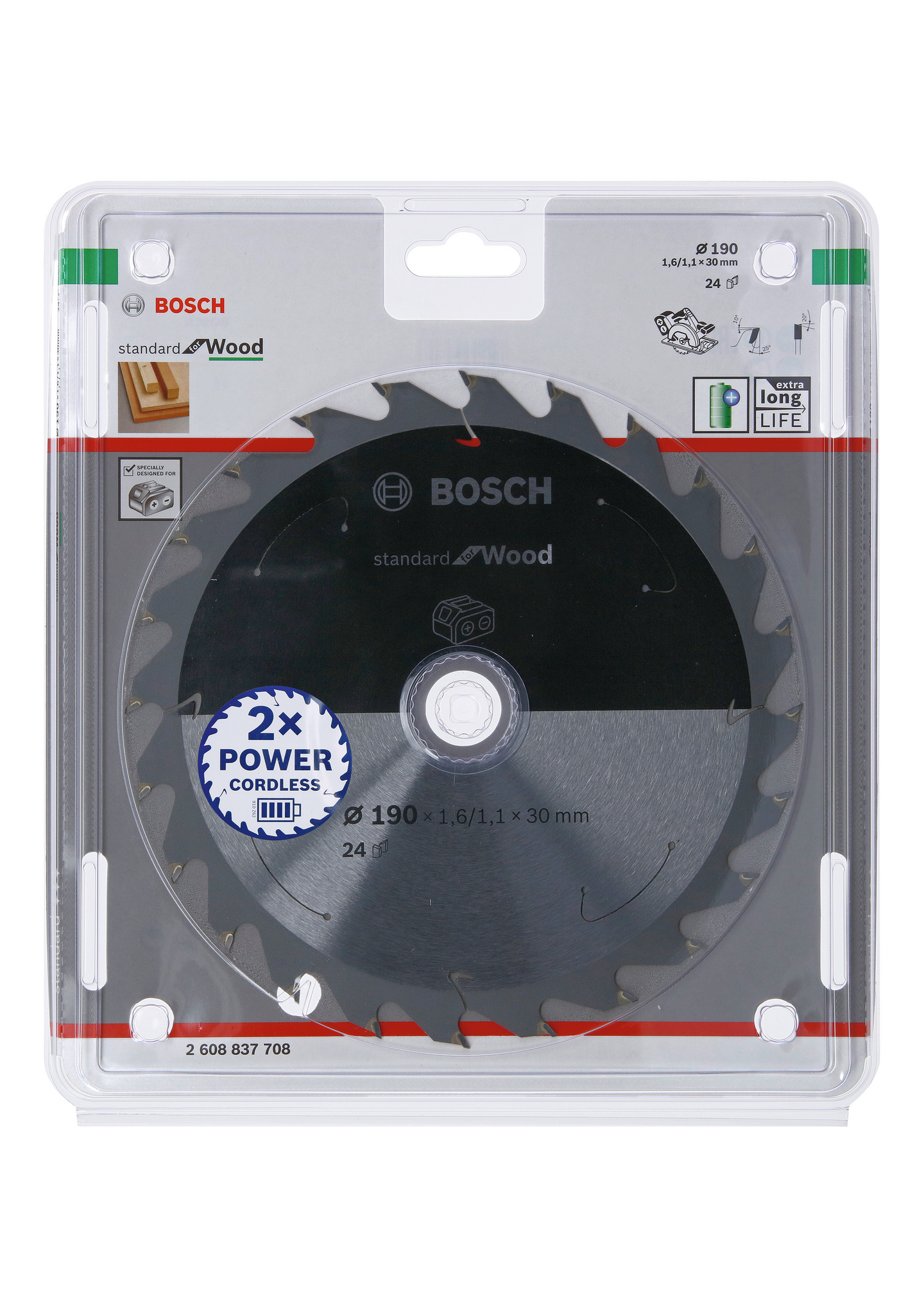 CIRKELSÅGKLINGA BOSCH ACCU STD TRÄ 190X30MM 24T