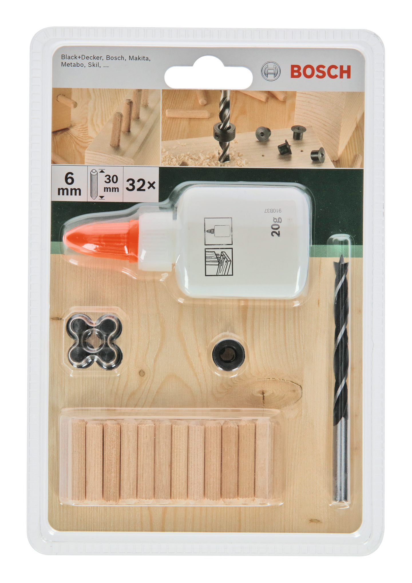 TRÄPLUGGSET BOSCH 6X30MM 32ST