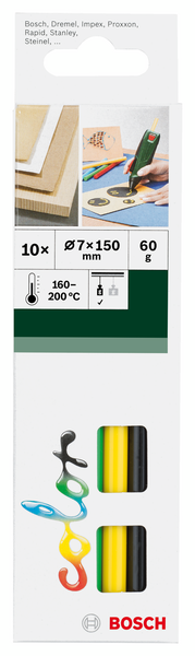 Liimapuikko Bosch pkp 7mm 10 kpl värillinen