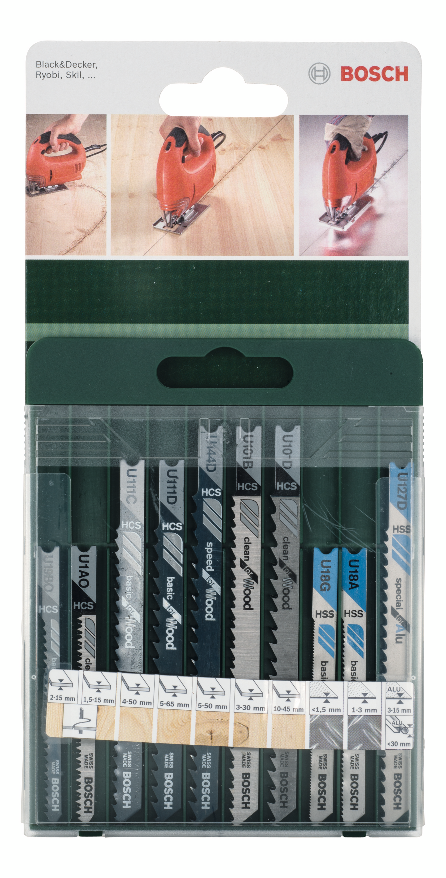 Pistosahanteräsarja Bosch U-kiinnitys puu/metalli 10-osainen