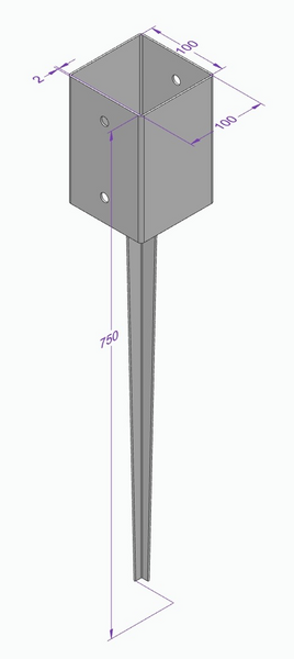 STOLPSPJUT TYP A L750 100X100