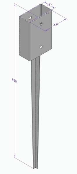 STOLPSPJUT TYP A L750 50X100MM