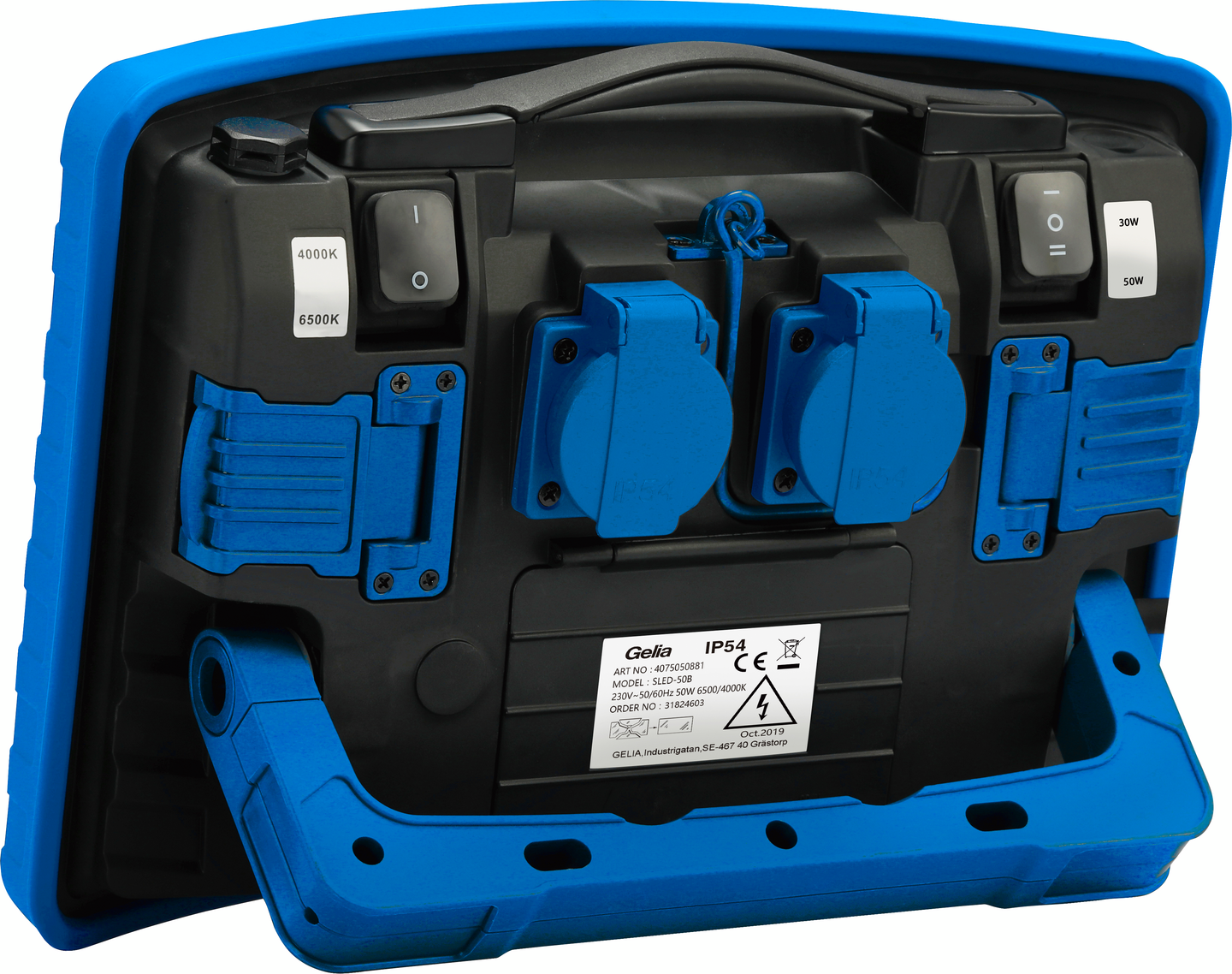 ARBETSLAMPA GELIA LED 50W IP54, 4000K 3M KABEL M STICKPROPP