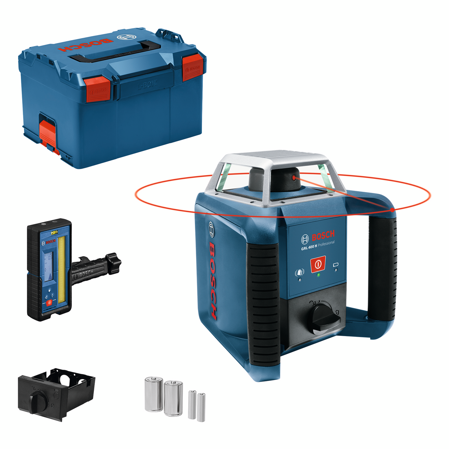 Pyörivä laser Bosch GRL 400 H + vastaanotin LR 45 L-Boxx