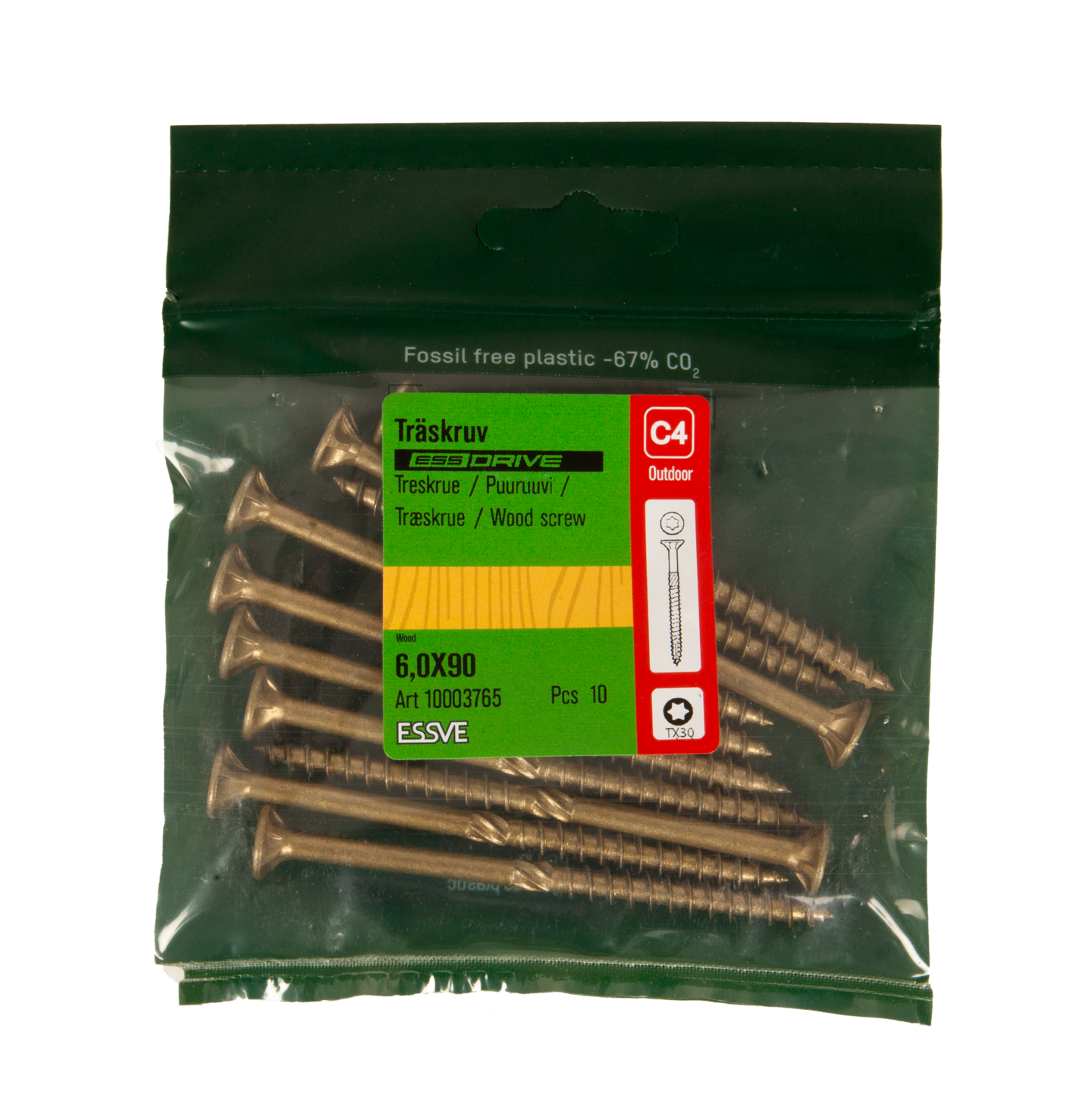 TRÄSKRUV ESSVE ESSDRIVE FÖRSÄNKT HUVUD  CORRSEAL 6,0X90 10ST