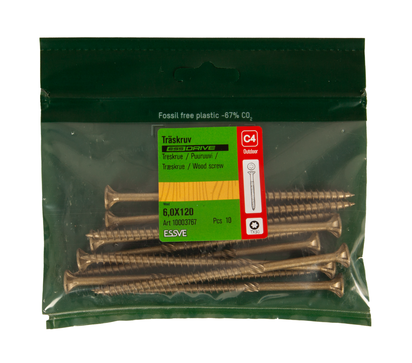 TRÄSKRUV ESSVE ESSDRIVE FÖRSÄNKT HUVUD  CORRSEAL 6,0X120 10ST