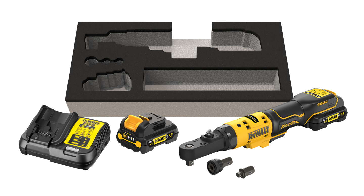 Akkuräikkäväännin DeWalt DCF500L2G 12V 1/4" ja  3/8" 2X3,0Ah