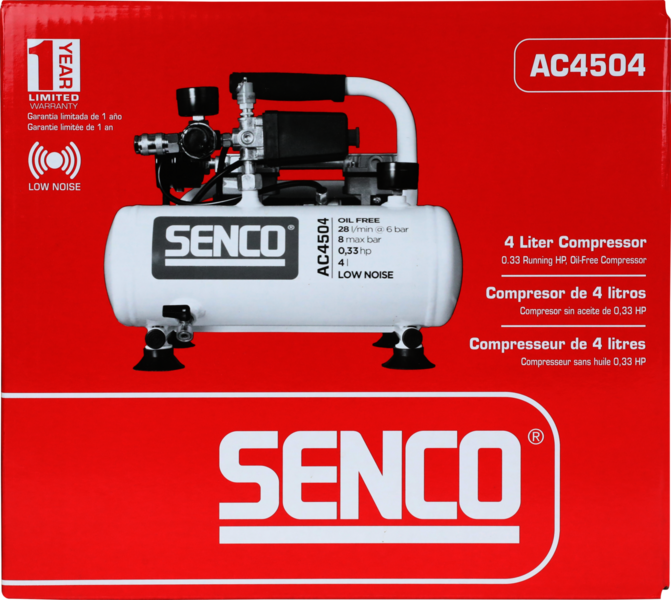 KOMPRESSOR SENCO AC4504 LOW NOISE OLJEFRI 8 BAR