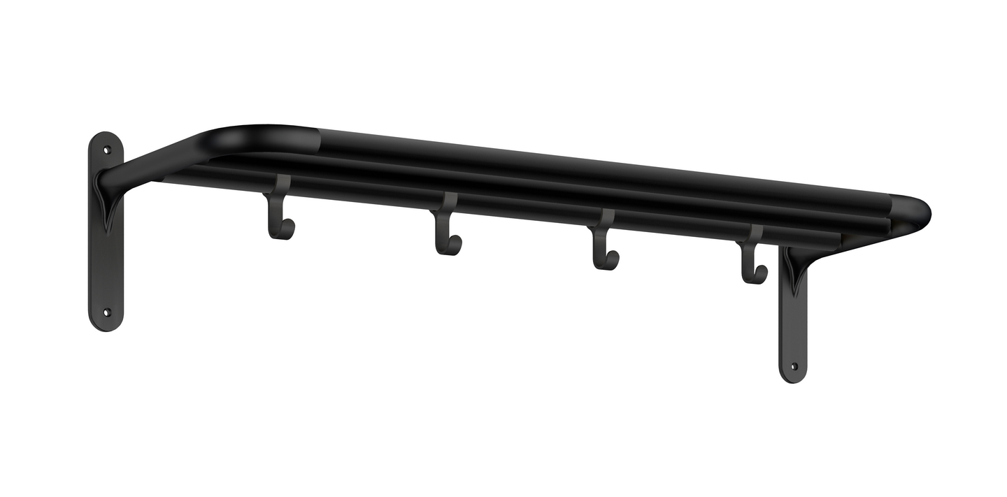 Hattuhylly Beslagsboden B1701B mattamusta alumiini