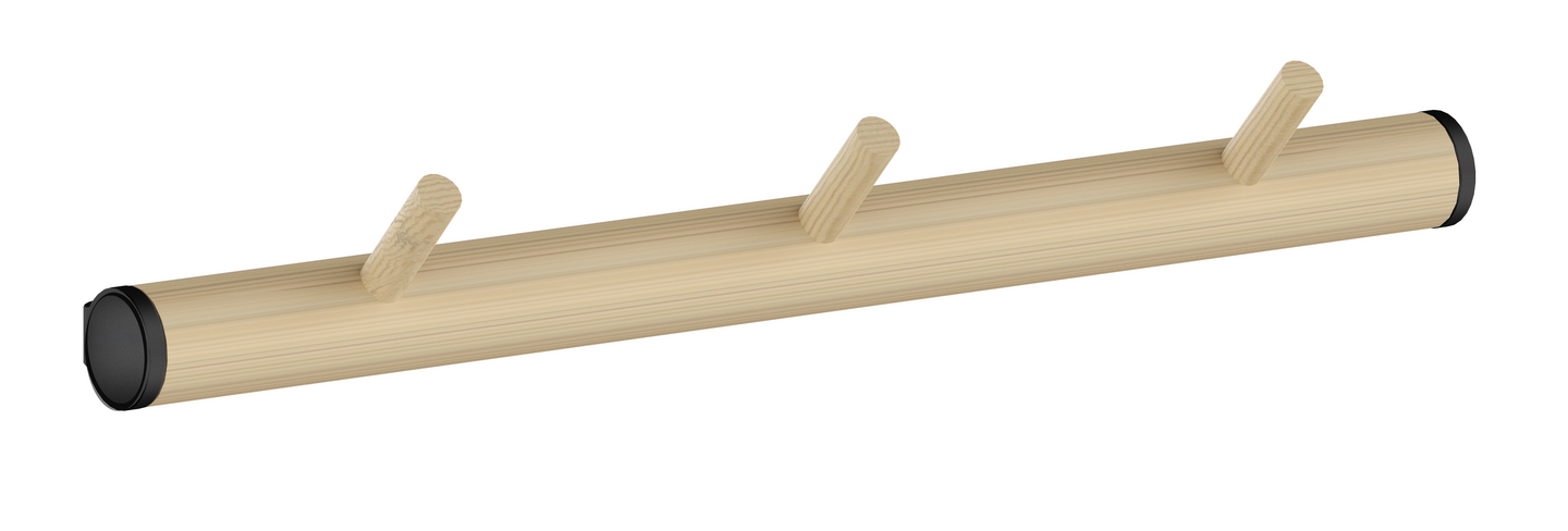 Koukkulista Beslagsboden BB1703 mattamusta alumiini/pyökki 3 koukkua