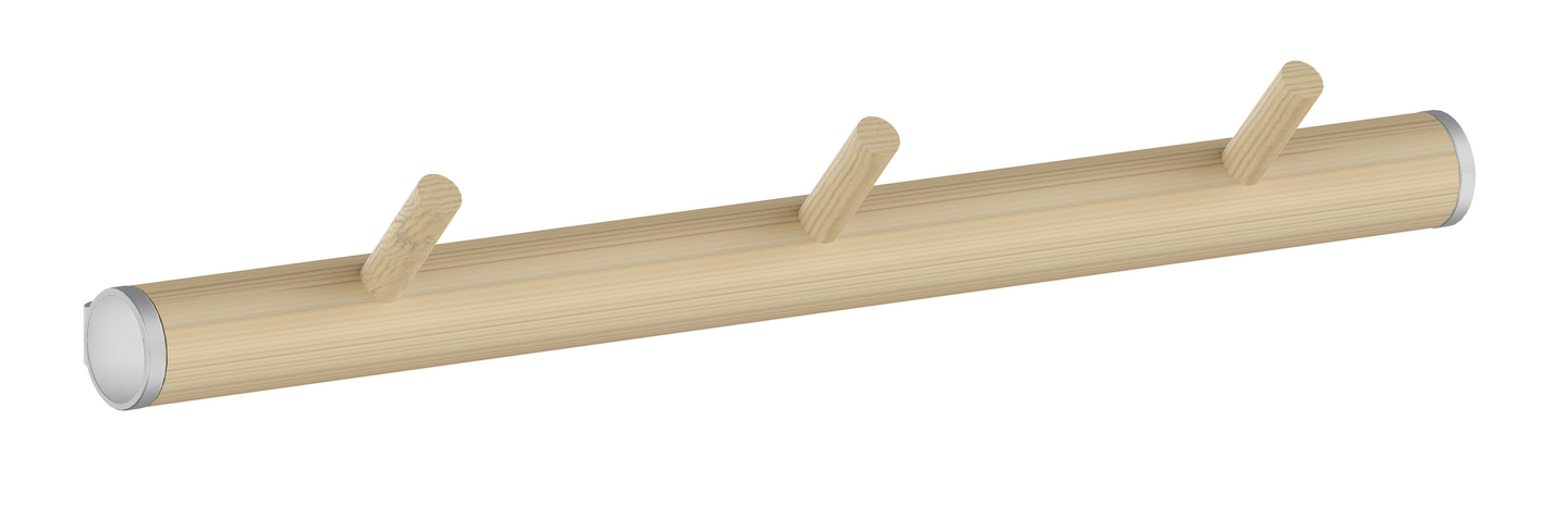 Koukkulista Beslagsboden B1703 harmaa alumiini/pyökki 3 koukkua