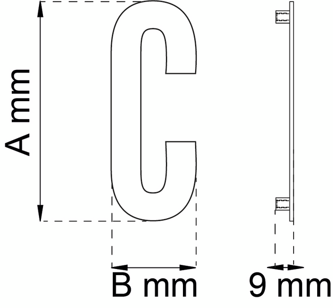 BOKSTAV HABO WORK C SVART 118MM