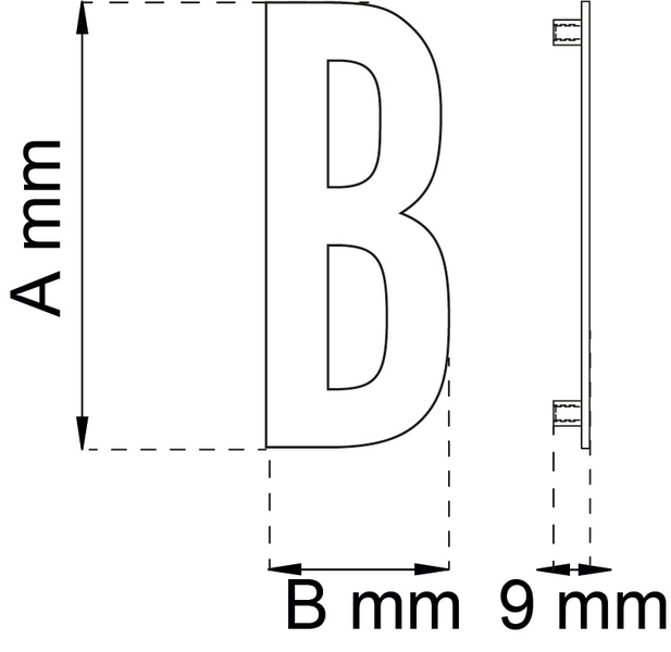 BOKSTAV HABO WORK B SVART 118MM
