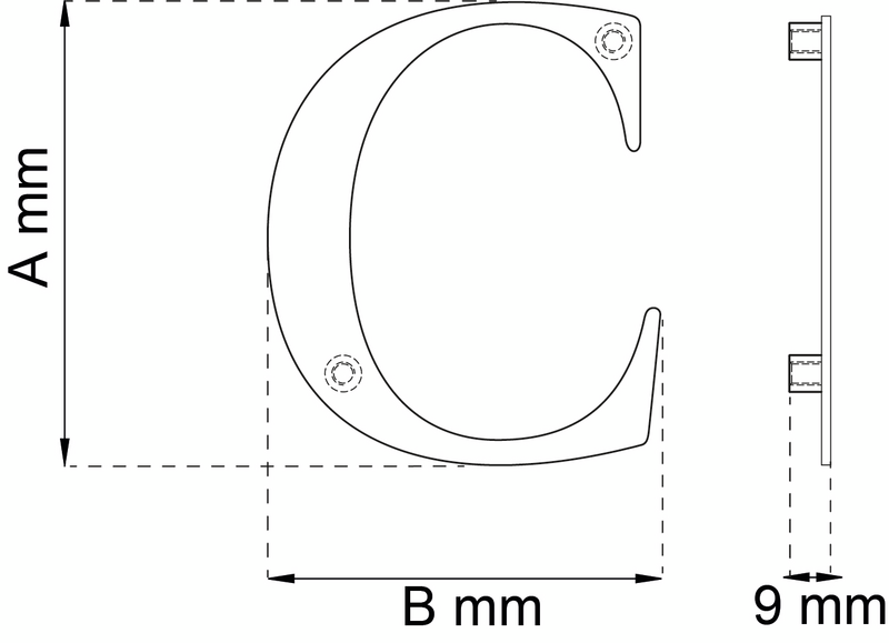 BOKSTAV HABO CENTURY C SVART 101MM