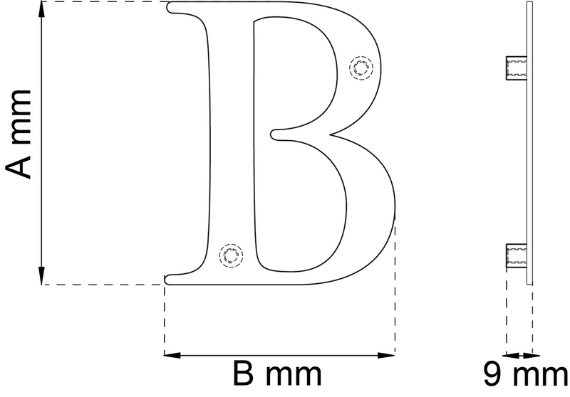 BOKSTAV HABO CENTURY B SVART 98MM