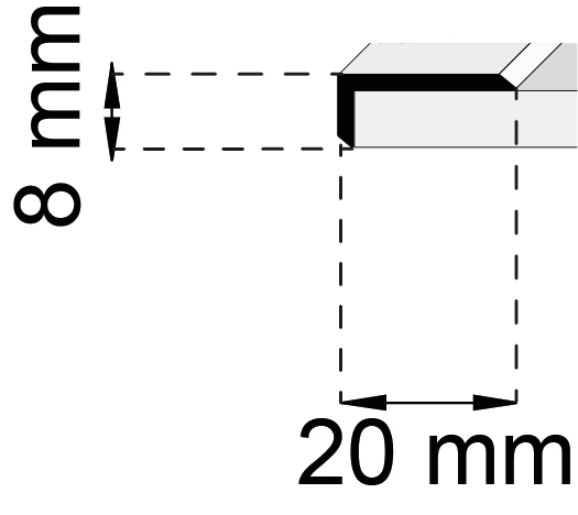 KANTLIST HABO SA46 MÄSSING 2000MM, 8X20MM
