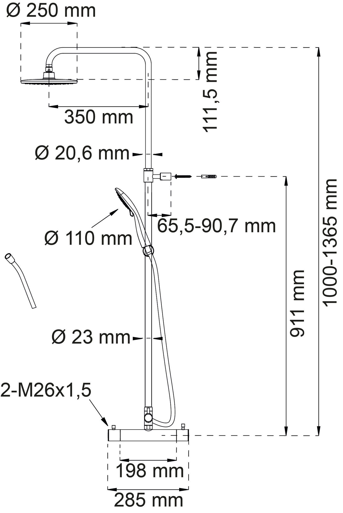 TAKDUSCHSET HABO MAGNOLIA KROM CC160MM