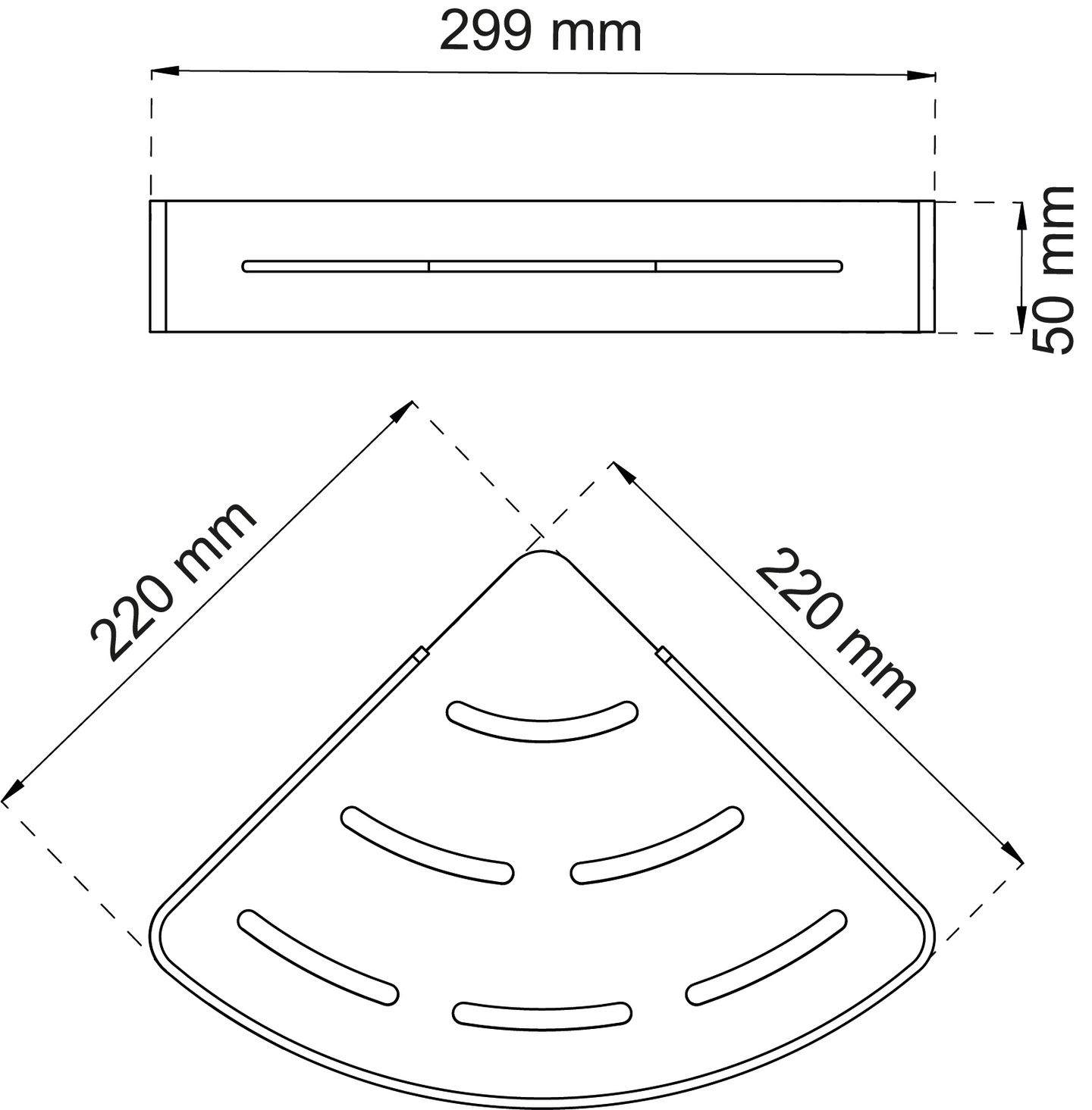 HÖRNHYLLA HABO LILAC KROM 50X299MM