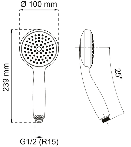 HANDDUSCH HABO ORCHID 1-SPRAY KROM D100MM