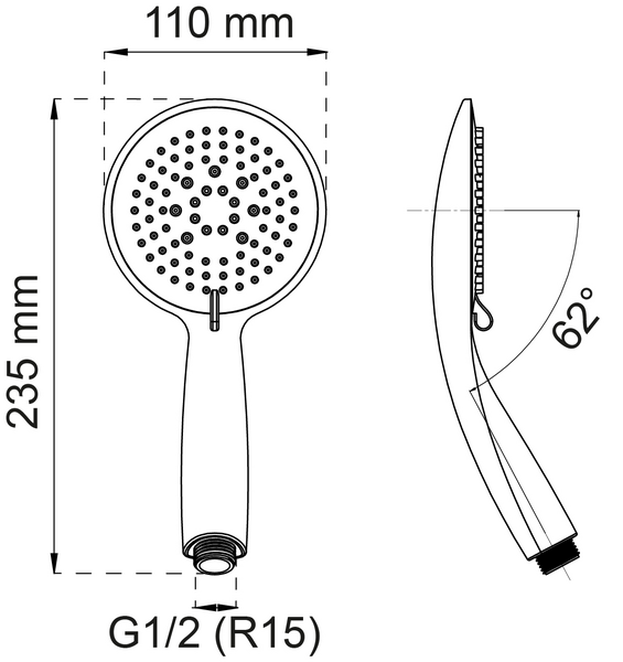 HANDDUSCH HABO DAHLIA 3-SPRAY KROM D110MM