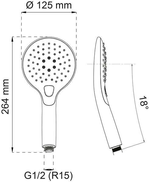 HANDDUSCH HABO FUCHSIA 3-SPRAY KROM D125MM