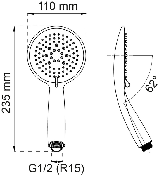 HANDDUSCH HABO DAHLIA 3-SPRAY SVART D110MM