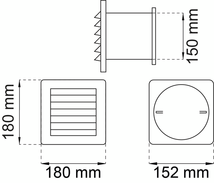 BLOCKVENTIL HABO 286 GRÅ/VIT 150MM