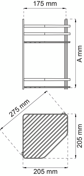 HÖRNDUSCHKORG HABO LANTANA 2-PLAN KROM 305X275MM