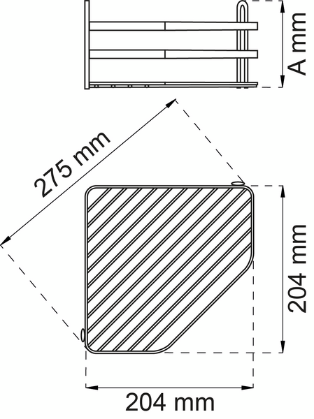 HÖRNDUSCHKORG HABO LANTANA 1-PLAN KROM 100X275MM