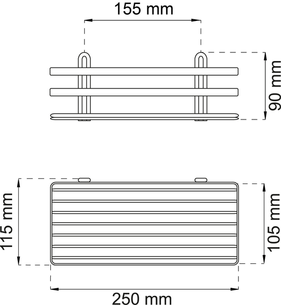 DUSCHKORG HABO LUNARIA 1-PLAN SVART 90X250MM