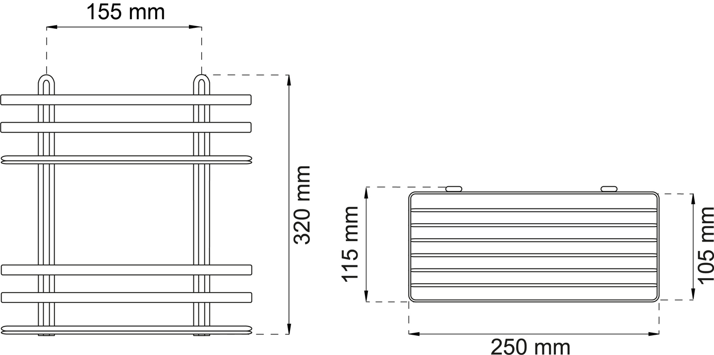 DUSCHKORG HABO LUNARIA 2-PLAN KROM 320X250MM