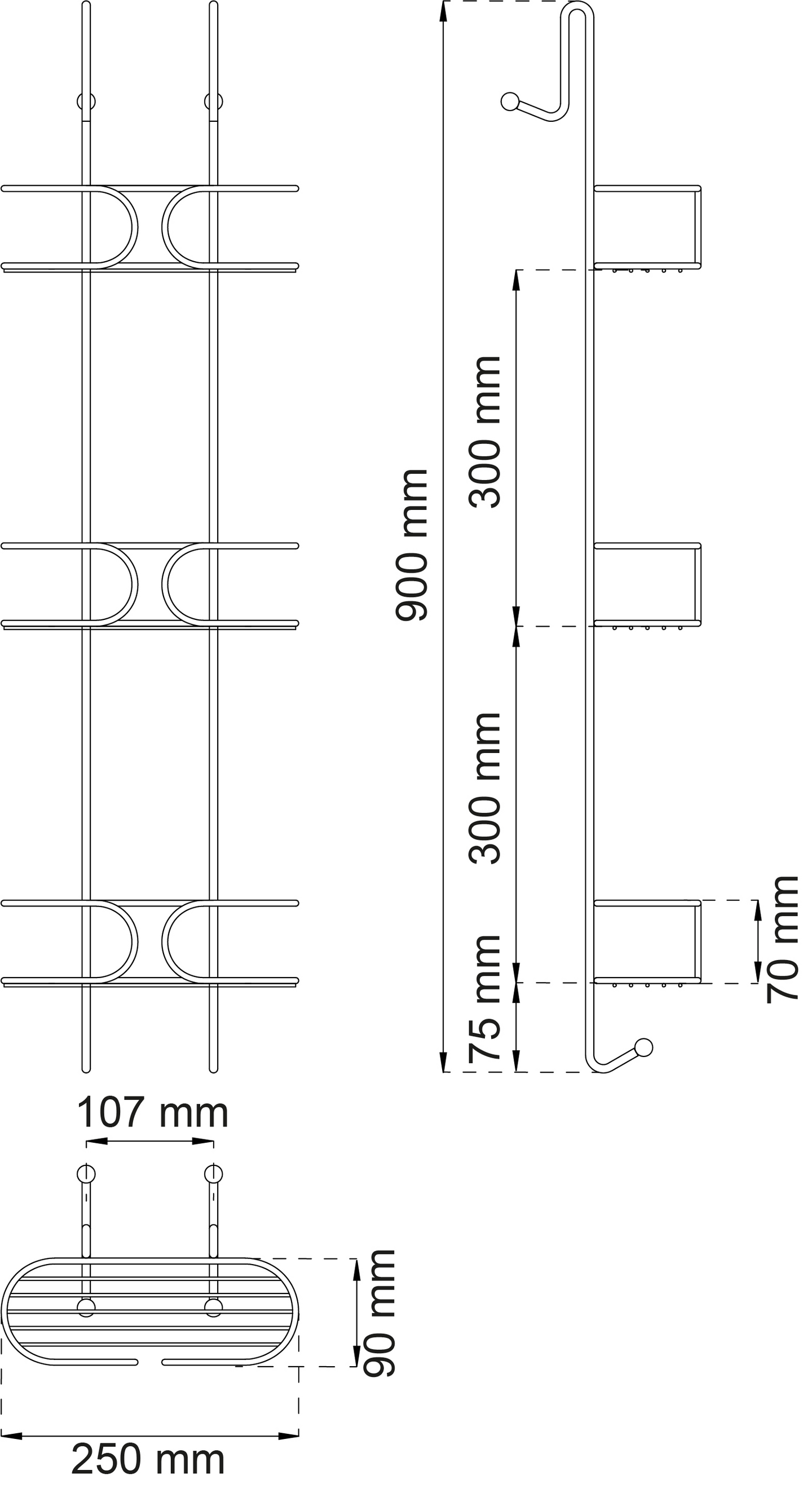 DUSCHHYLLA HABO SPACE ROSTFRI, HÖGBLANK