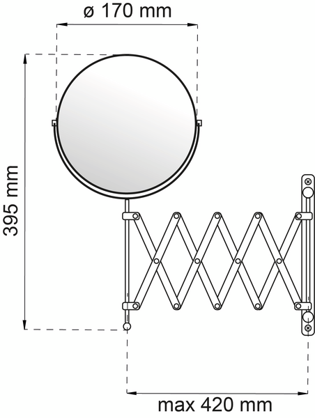 SPEGEL DUSCHY MAKEUP M SAXARM KROM RUND 17 CM MED FÖRSTORING