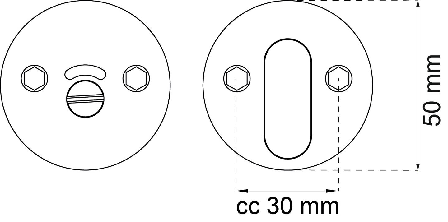 WC-BESLAG HABO 50MM ROSTFRI 2825-2, LÅSHUS 62014/62020/6565