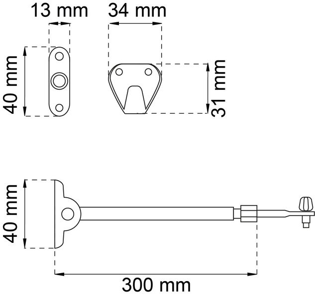 BALKONGDÖRRHÅLLARE 231 VIT UTÅT-/INÅTGÅENDE 310-510MM