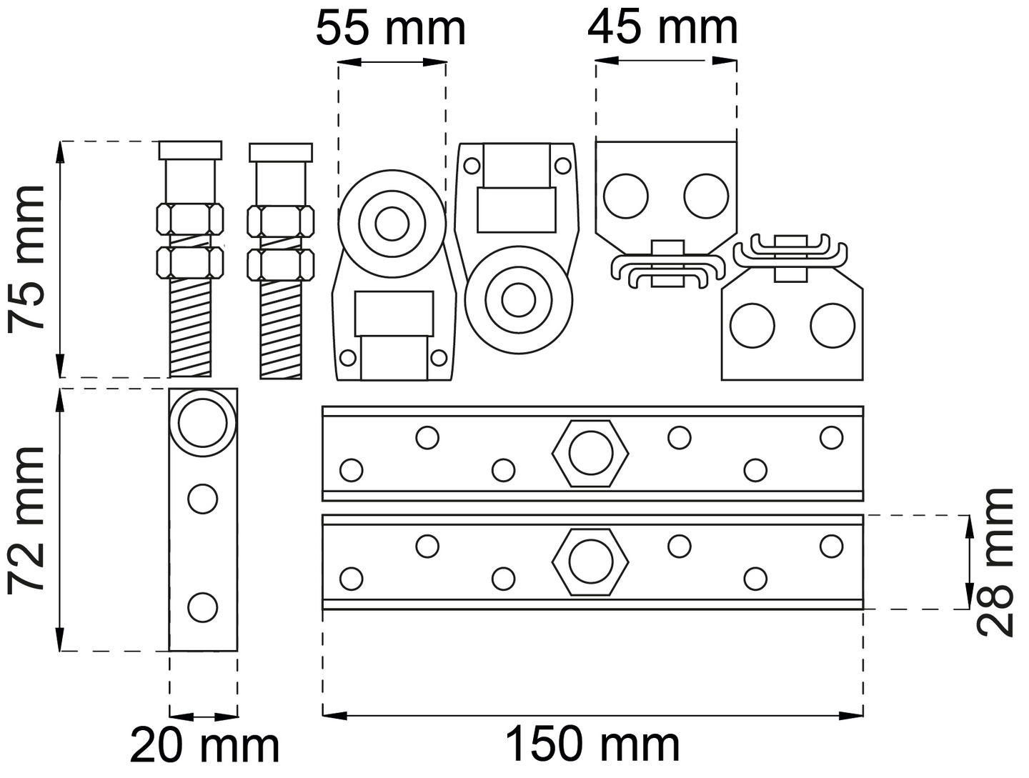 BESLAGSSATS HABO 5502 K-150, 5502  K-150 KOMPLETT
