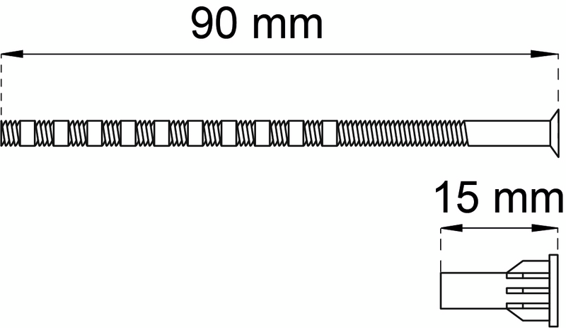 SKRUV 90MM M5-HYLSA MÄSSING 2P 4-90-8 KLIPPBAR POLERAD