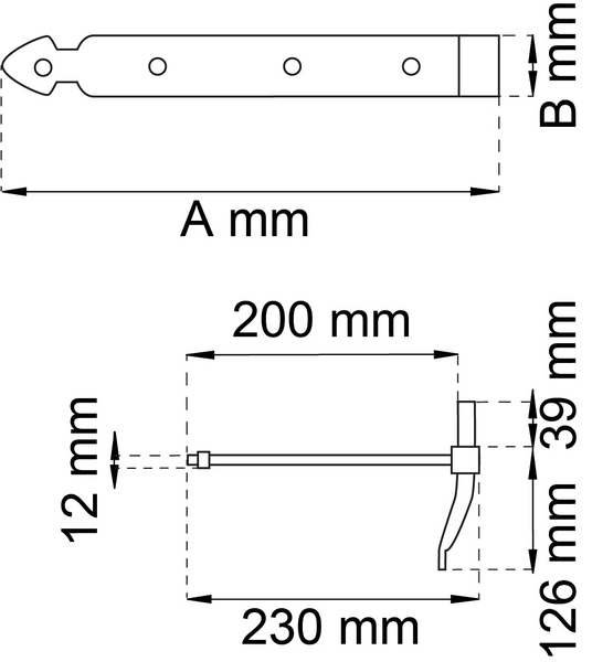 HAKGÅNGJÄRN HABO 213 SVART 800MM, 213 800MM SVART